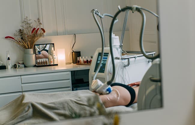Séance de cryolipolyse des fesses au sein du cabinet du Dr Emma Lavocat à Bordeaux